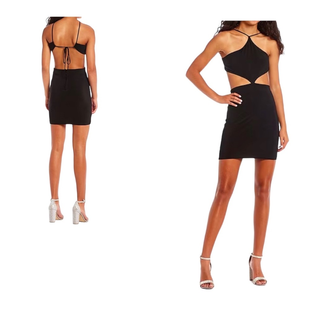 B Darlin size 16 Cocktail Pool Party Clubwear Dancer Black Stretch Mini Dress